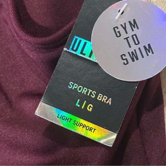 VICTORIAS SECRET ULTIMATE GYM TO SWIM SPORTS BRA BIKINI TOP Maroon Large NEW - Picture 8 of 9